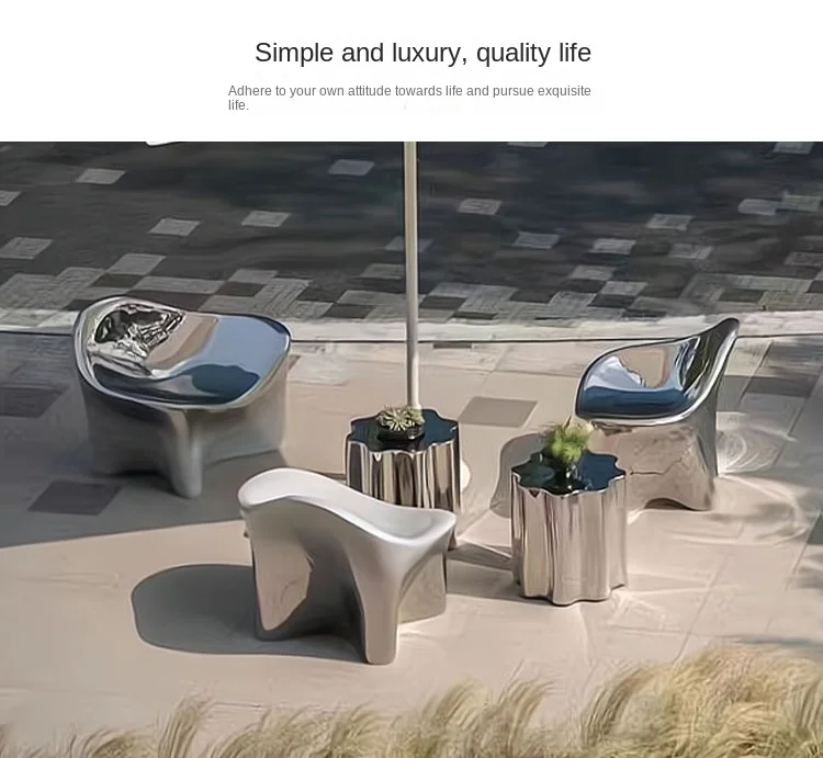 Description Picture 6 of itemLight Luxury Yunduojiao Italian Minimalist Modern Sofa Combination Living Room Special-shaped Coffee Table  Stainless Steel New