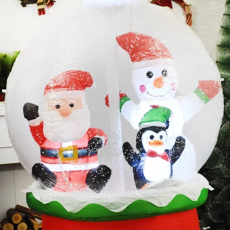 Inflatable Snowball Christmas Decoration for Home Garden Santa Snow Globe Led Light Inflatable Toys New Year Party Outdoor Decor 4