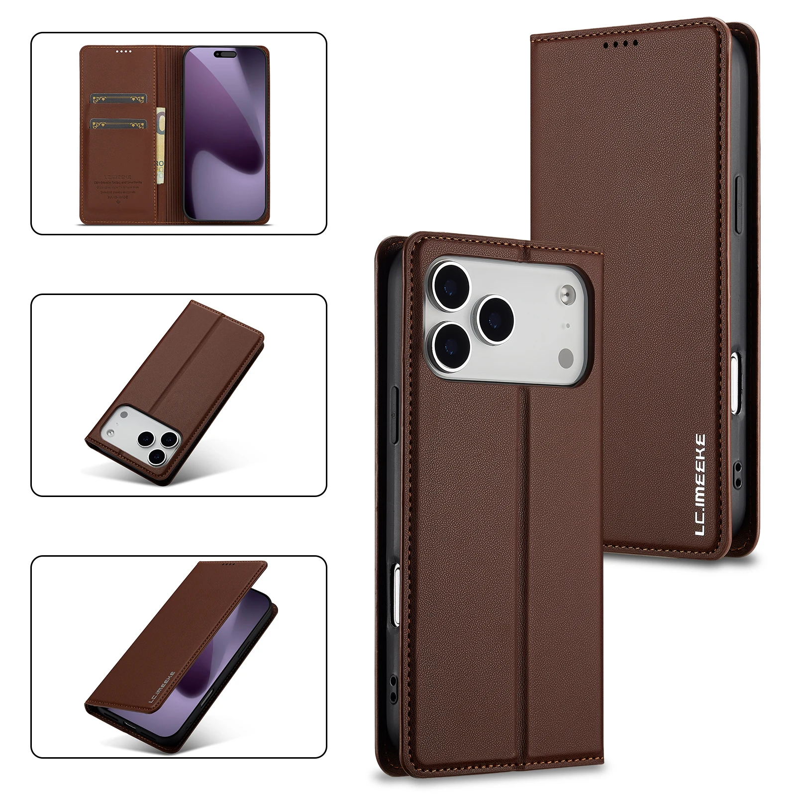 Premium Detachable Magnetic Leather Flip Card Holder & Case - Business Durable Edition