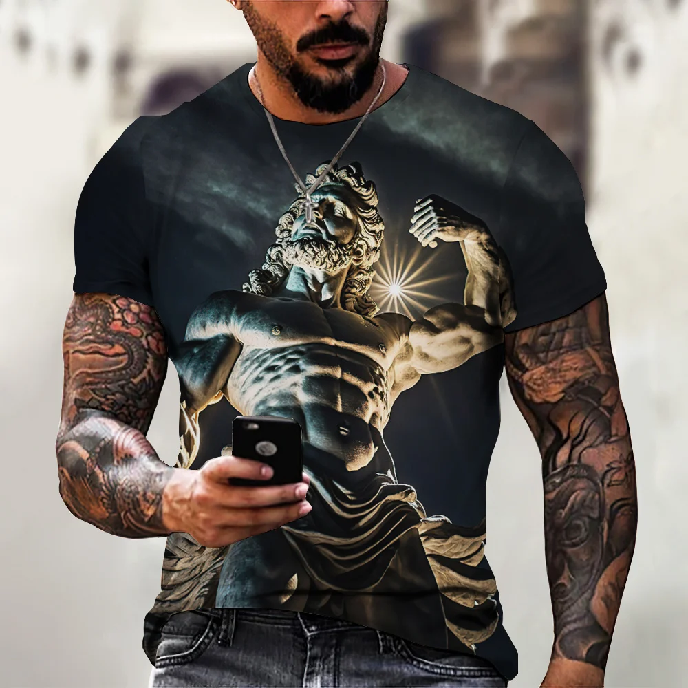 

Vintage T-Shirt For Men Short Sleeve 3d Sculpture Printet Shirt Male Summer Casual Clothing Fashion Pullover Oversized Tees