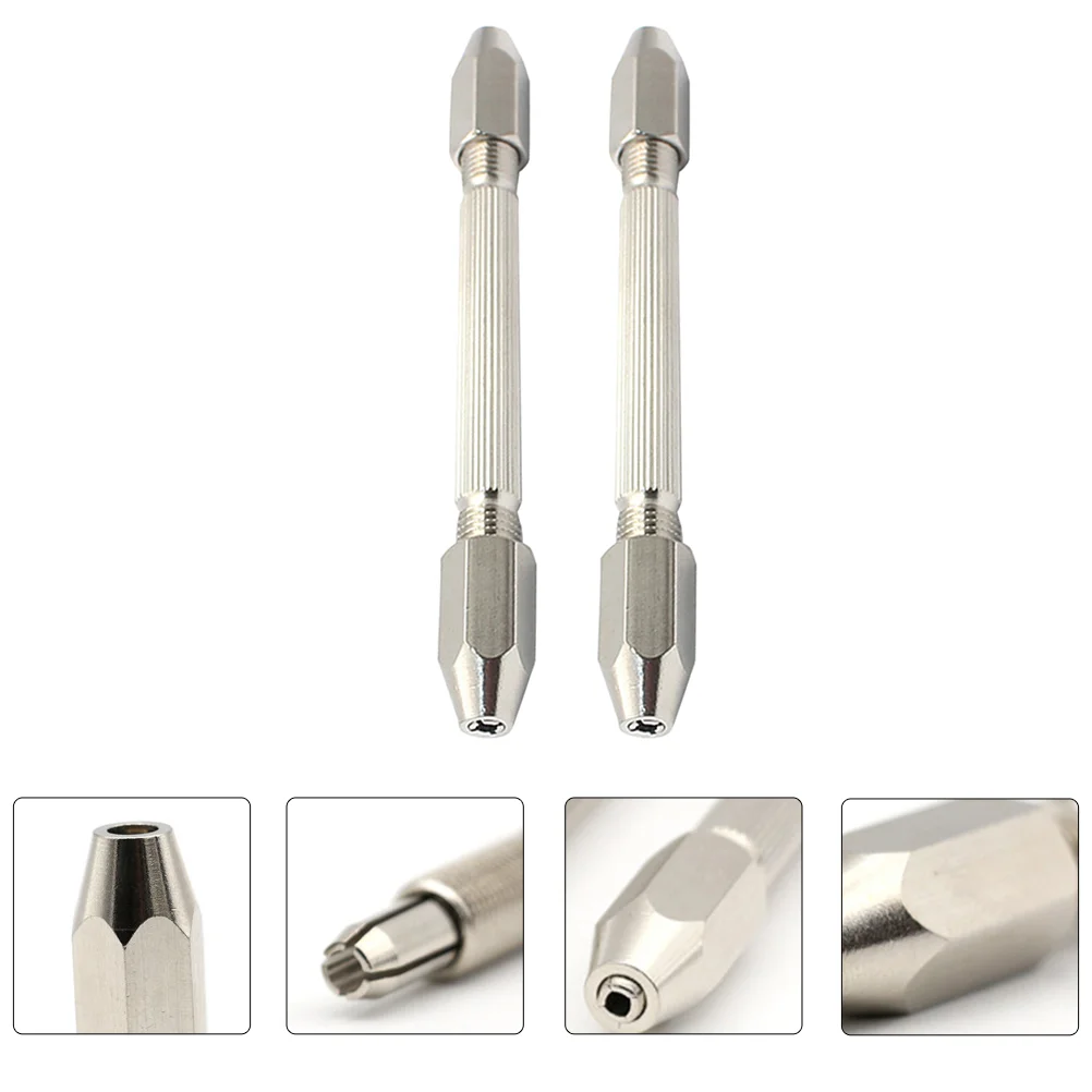 

2 Pcs Double Head Steel Wire Drill Auger Bit Hand Mini Bits Brass Watch Repair Tool