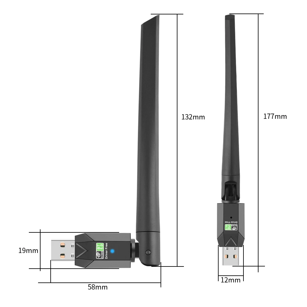 OPTFOCUS 600mbps USB 블루투스 5.0 AC Wifi 어댑터 2 in 1 PC BT wifi5 2.4G 5G 5dbi 동글 Usb 무선 WiFi 수신기 파라 PC