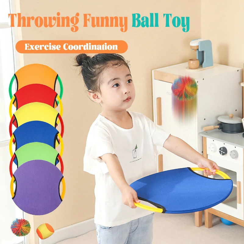 

Spring Ring Ball Toy Children Bouncing Ball Throwing Fun Catch Ball Racket for Kids Toys Game Interactive Indoor Outdoor Sports