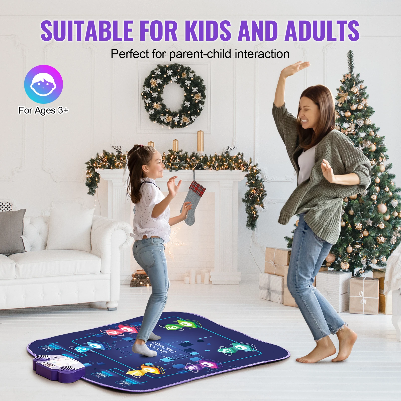 VEVOR 6-Button Kids Electronic Dance Mat Dancing Mixer Step Play Pad with Bluetooth 5 Game Modes for Girls Toys Birthday Gifts 6