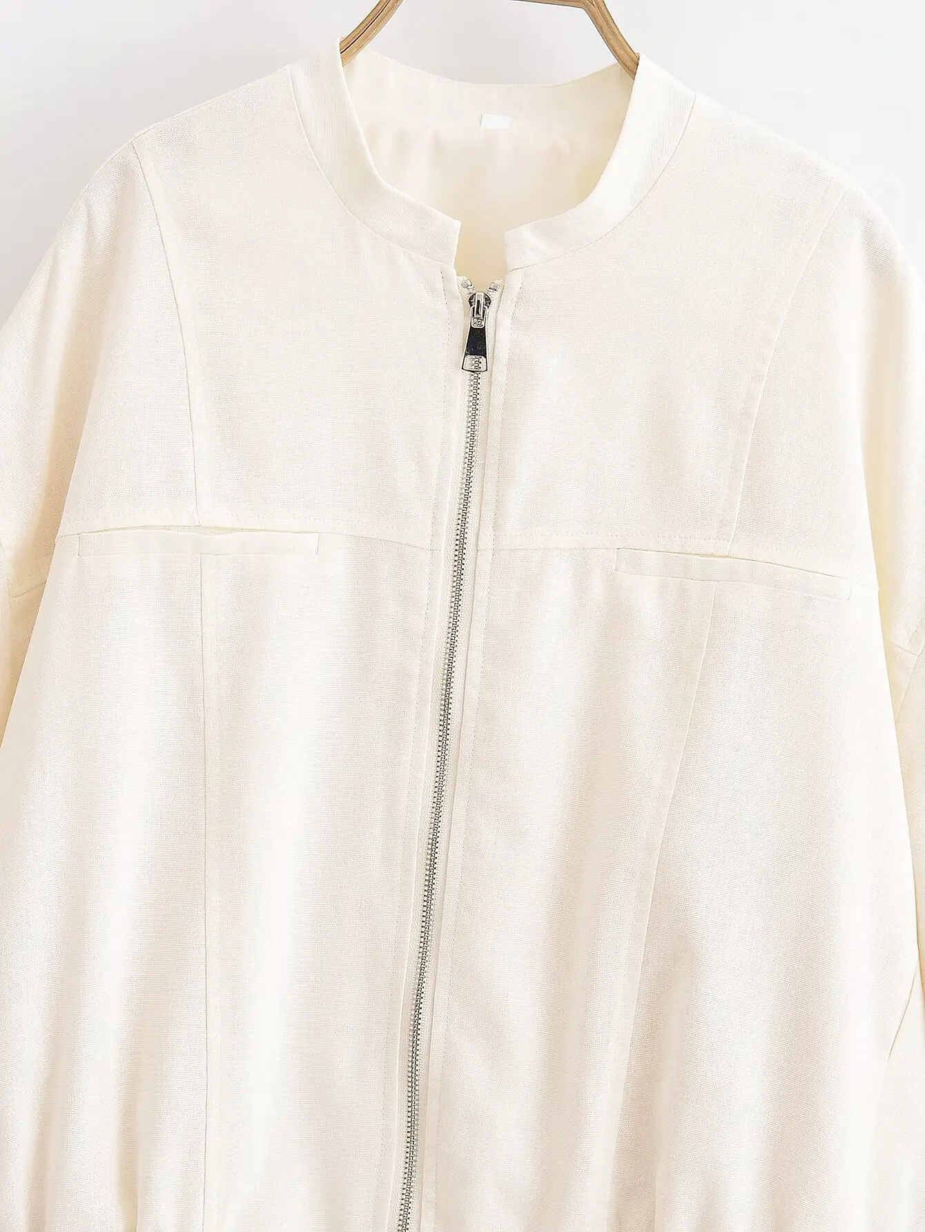 Bombers Women's Jackets inszart 2025 Beige Outwear Solid Long Sleeve With Zipper Elegant Fashion Streetwear Casual Loose Jackets