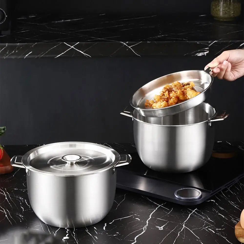 3L Oil Filter Pot Large Capacity Stainless Steel Stainless Steel Oil Can with Handle Heat Resistant Lard Strainer