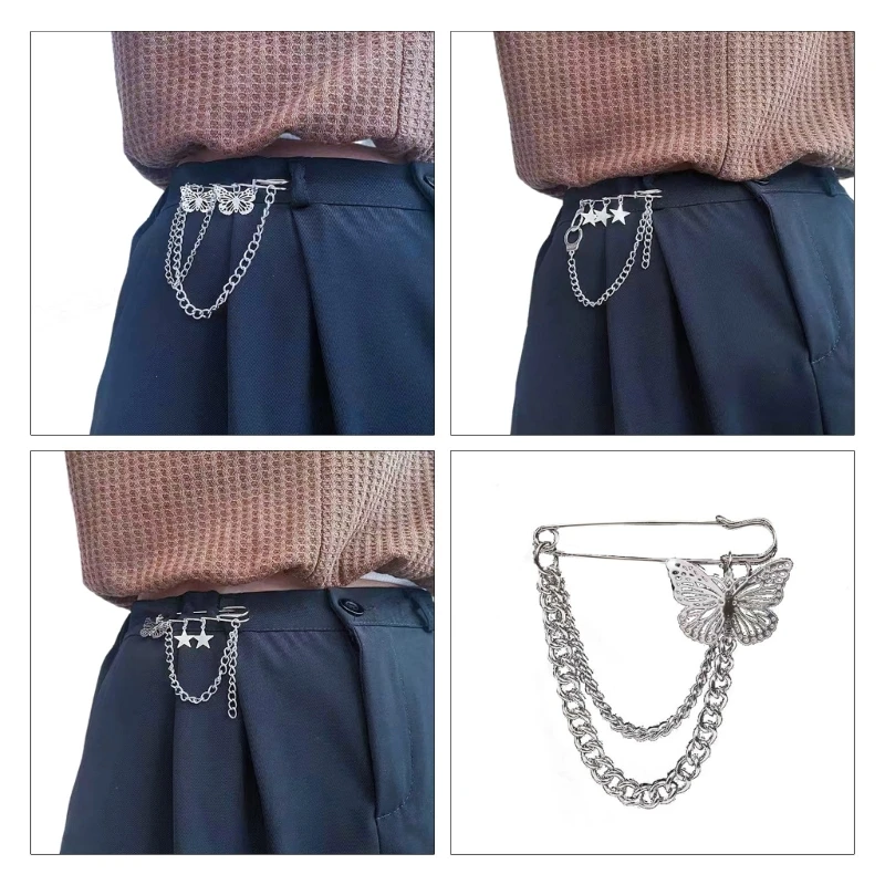 

Versatile Metal Butterfly/Star Chain Brooch Trousers Waistband Safety Pins Hole Shoe Buckle Stylish Sweater Shawl Clip