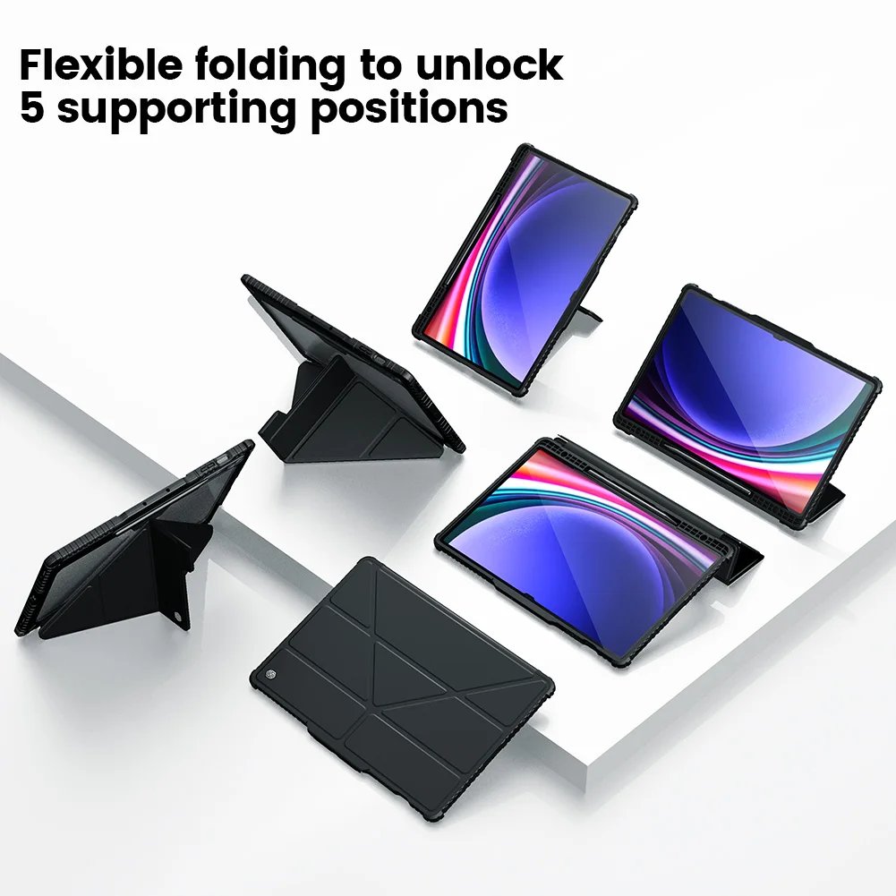 Tablet Case For Samsung Galaxy Tab S9 Ultra S9 S9 Plus S9 FE Plus Nillkin Bumper Leather Multi-angle Folding Style
