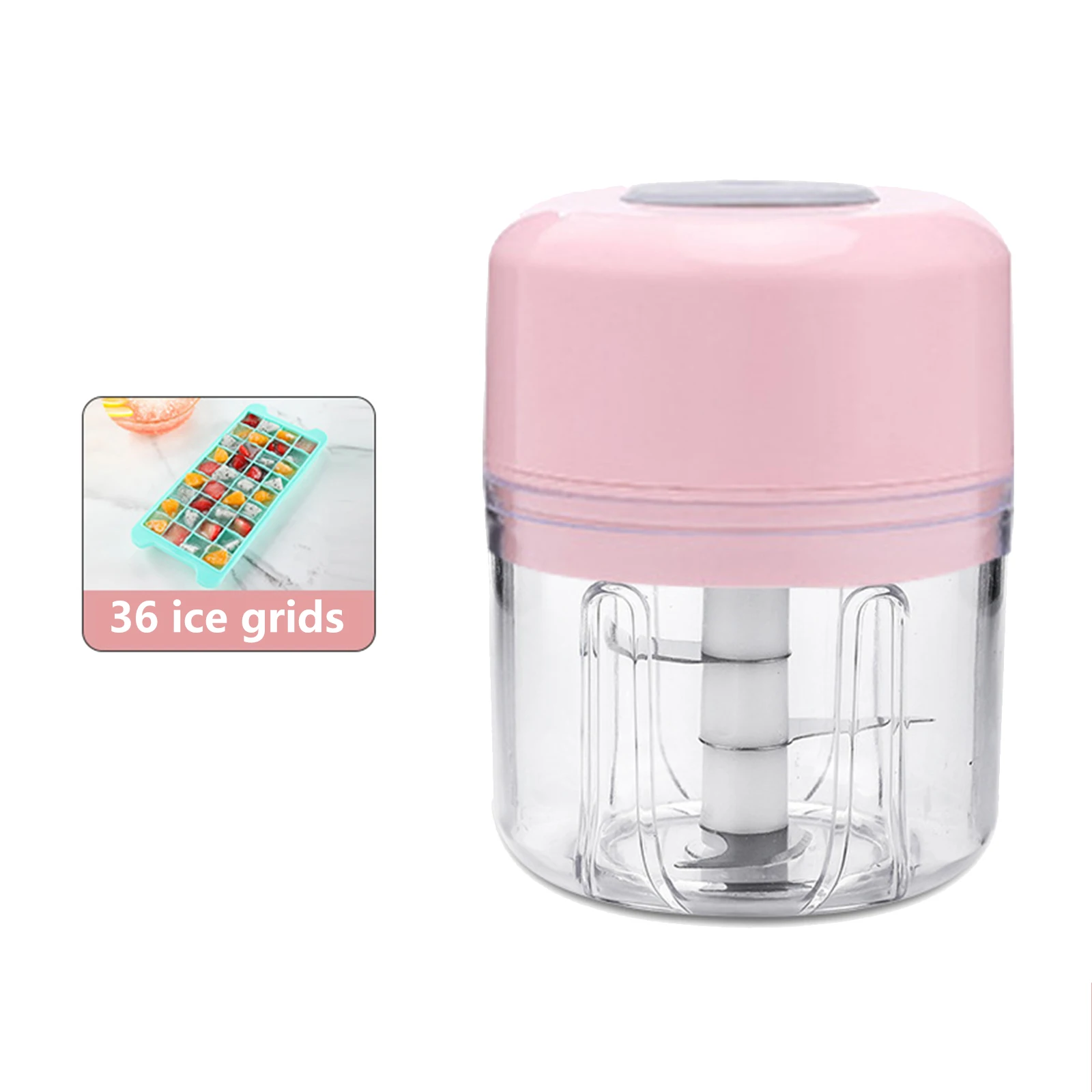 Electric Ice Shaver USB Charging Mini Mixer with 3 Blades Meat Grinder 5-Second Quick Ice Crushing for Kitchen/Gym/Travel/Office