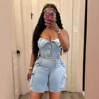 Denim Jumpsuits Women One Piece Strapless Sleeveless Mom Jeans Overalls Pants Playsuits Rompers Y2k Streetwear Jumpsuit 2025