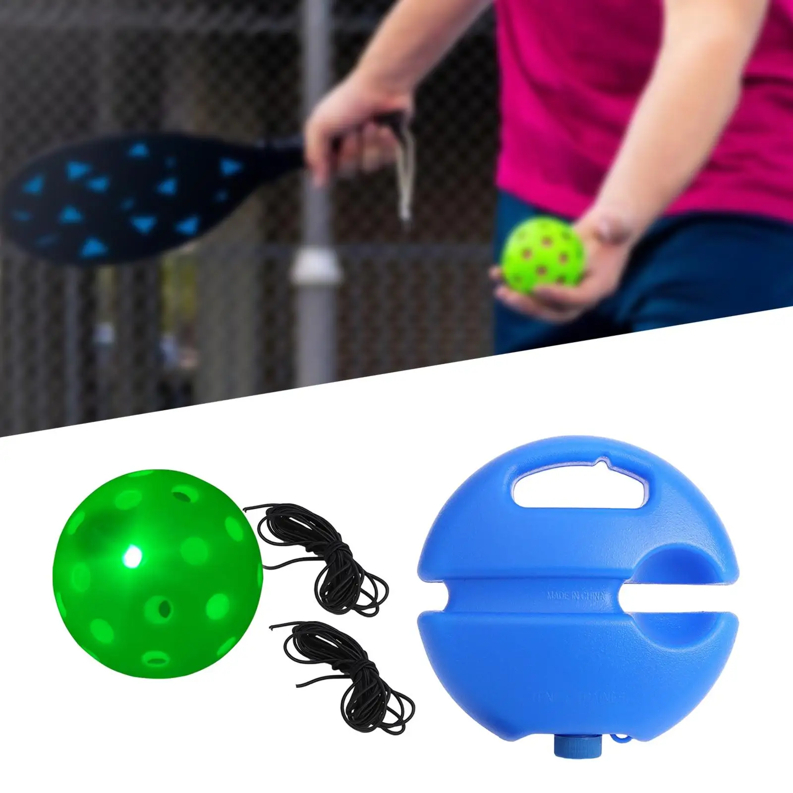 Pickleball Trainer Pickleball Solo Equipment Exerciser with 40 Holes LED Pickleball Ball Partner Sparring Device Self Practicing