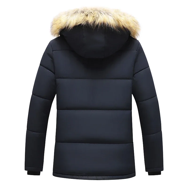 2023 Winter Windproof Fleece Warm Thicken Padded Jackets Coats Men Fashion Hooded Fur Collar Classic Casual Snow Parkas For Man