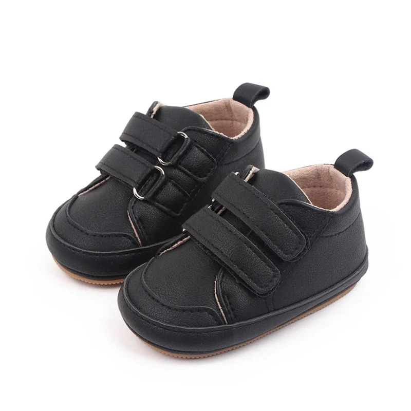 Infant Baby Boys Girls Moccasins Sneakers Solid Color/Contrast Color PU Leather Anti-Slip Sole Prewalker First Walker Shoes 3