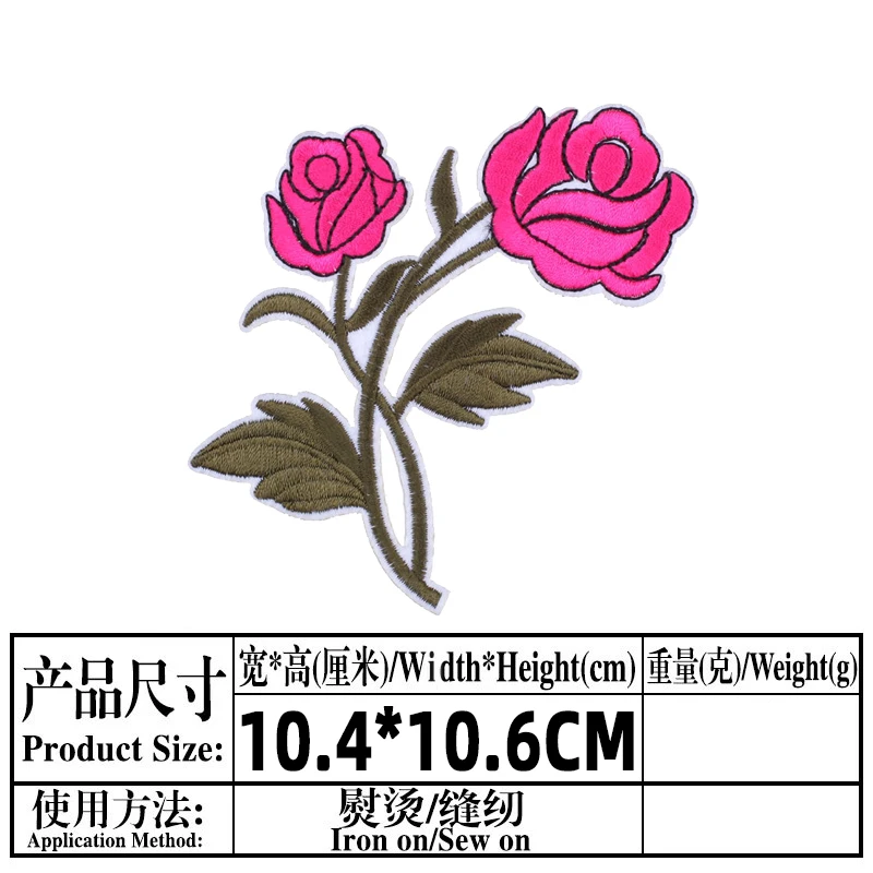 Embroidery Patches For Clothing Iron on Patch Flower Bee Applique clothes  Stickers Red Pink Butterfly Rose Cute Animal