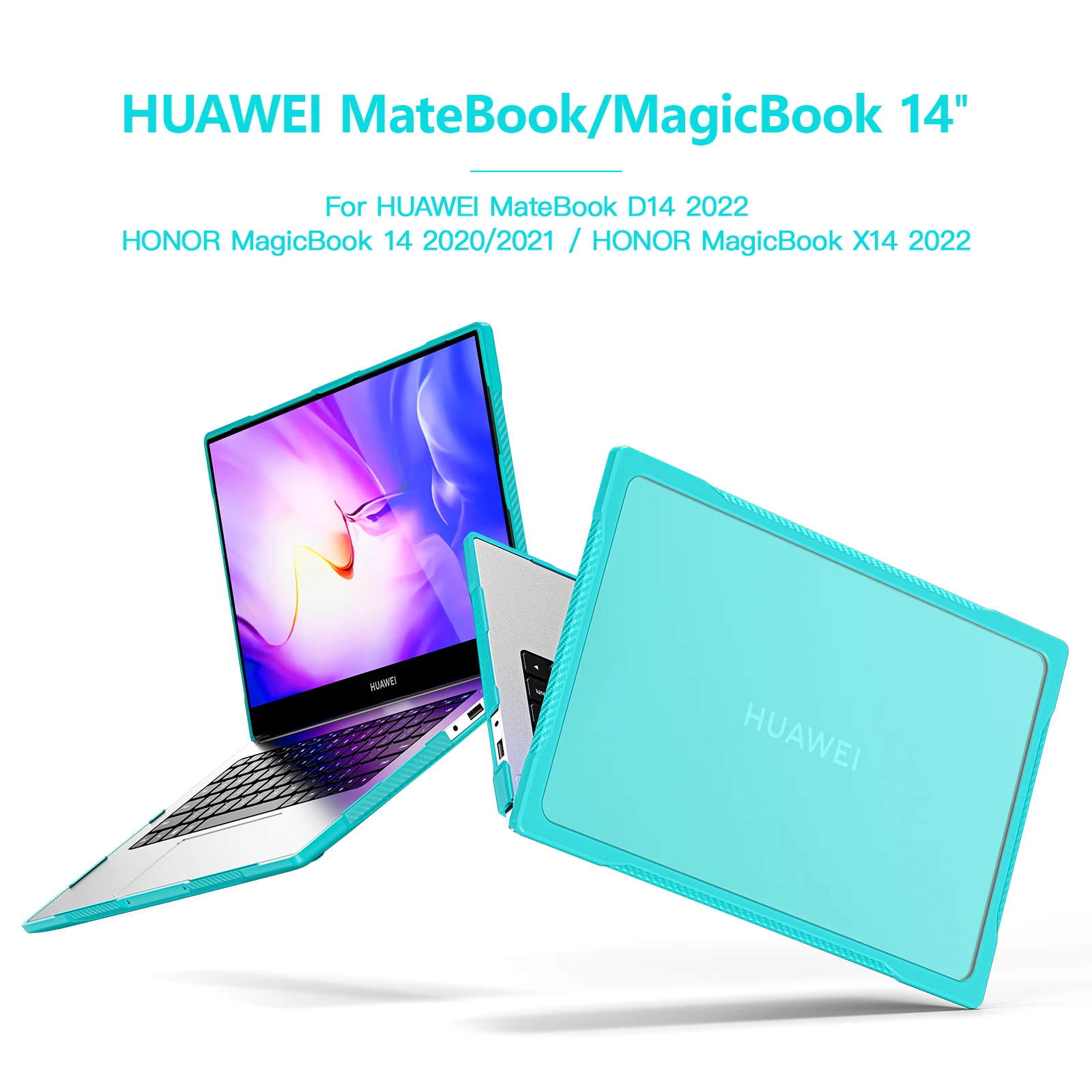 MUDASANQI Custodia compatibile con Huawei MateBook 14 2021/2022/2023, telaio in TPU anti-rottura + PC, cover rigida in plastica anti-impronte compatibile con Huawei MateBook 14 (azzurro