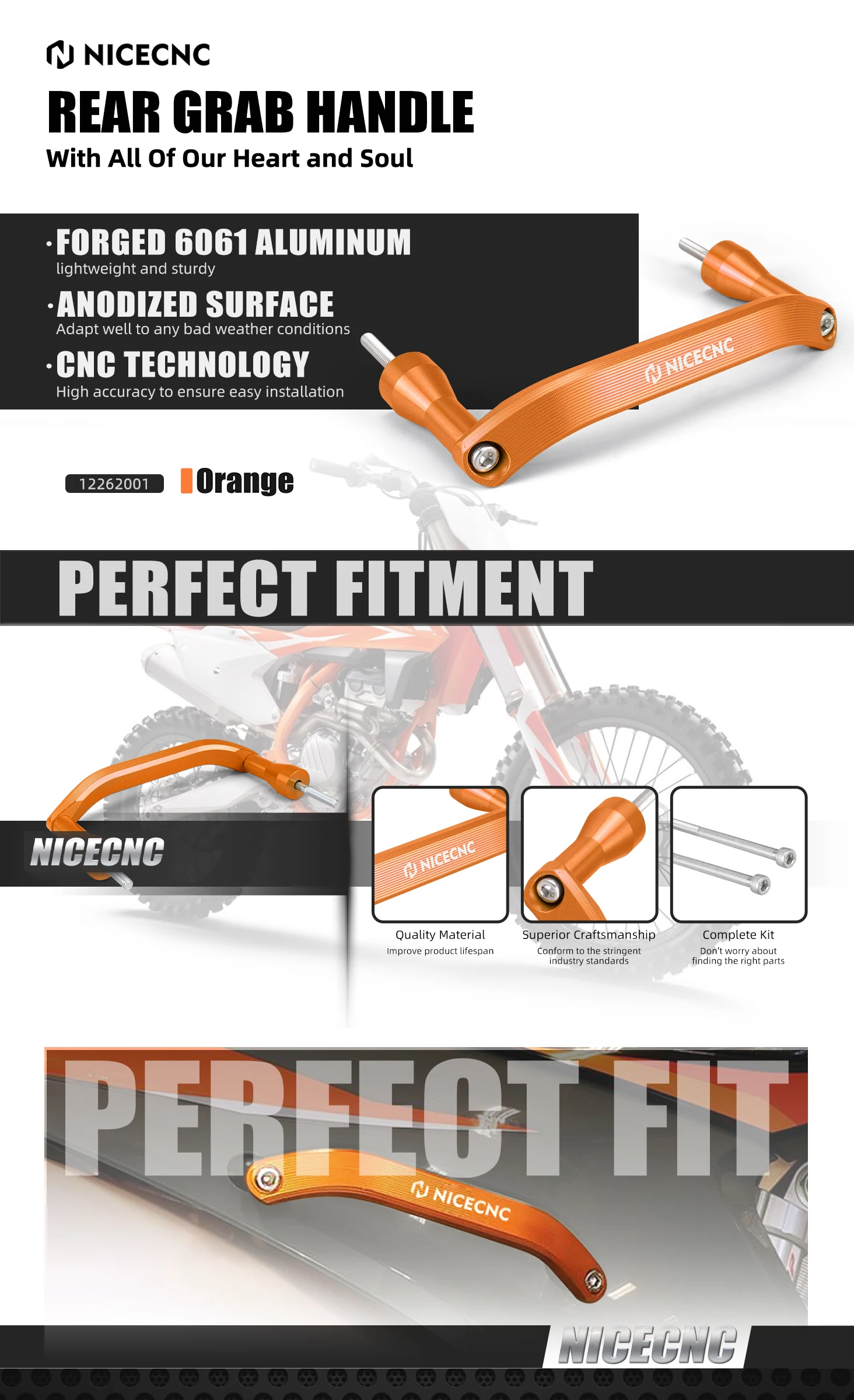 Für KTM EXC 300 TPI 2020-2023 EXCF 350 EXC 450 XCW TPI Hinten Passagier Haltegriff SXF 250 SXF 450 2019-2022 Für Husqvarna TE300i – Detail 1