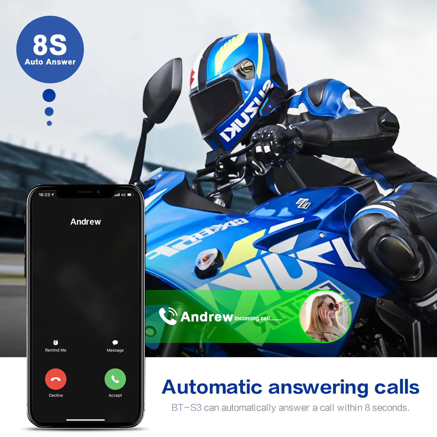 2 Stück Fodsports BT-S3 Motorrad Intercom Moto Helm Bluetooth Headset Wasserdicht Intercomunicador BT Interphone FM_voghion.com