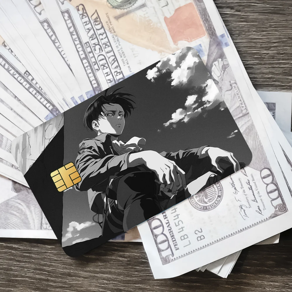 Levi Film Skin Cover Sticker Set for Credit Cards - Waterproof Anime Decor (4-Pack)