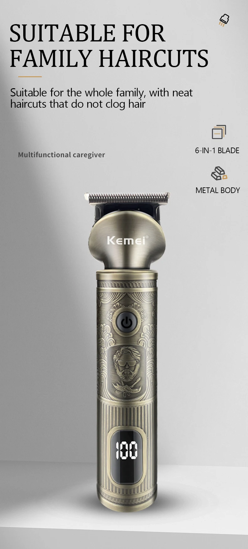 Description Picture 3 of itemKemei KM-1637 Personalized Hair Clipper Set Multi-function LCD Display Hair Clipper Beauty Set Hair Clipper Set