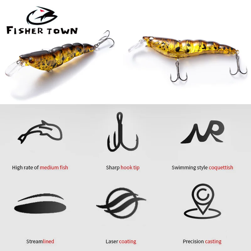 Mino Floating 13G 9CM Shrimps Lures Far Throw Simulated Fishing Lure Bait Sink
