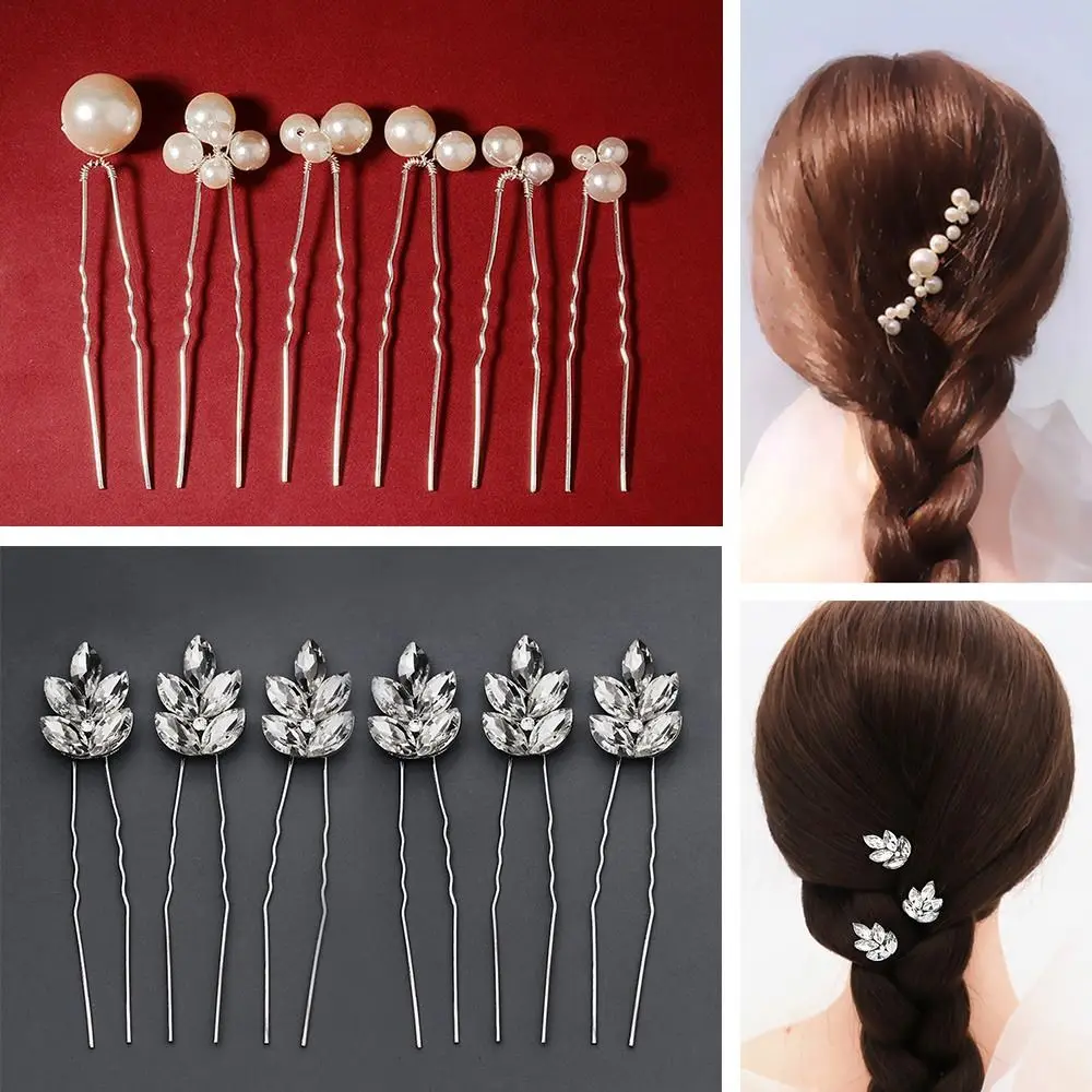

Tiara Crystal Pearl Hairpin Hair Accessories Flower Hairpin Stick U Shaped Hair Clip Bridal Hairpin Bride Headpiece