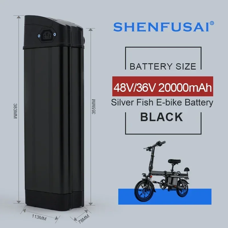 

R8 Electric Bicycle Battery 48V20Ah 25Ah Silver Fish Battery Suitable for Shengmiro MX20 GORTAT Q80 Folding Bicycle 1000W 1500W