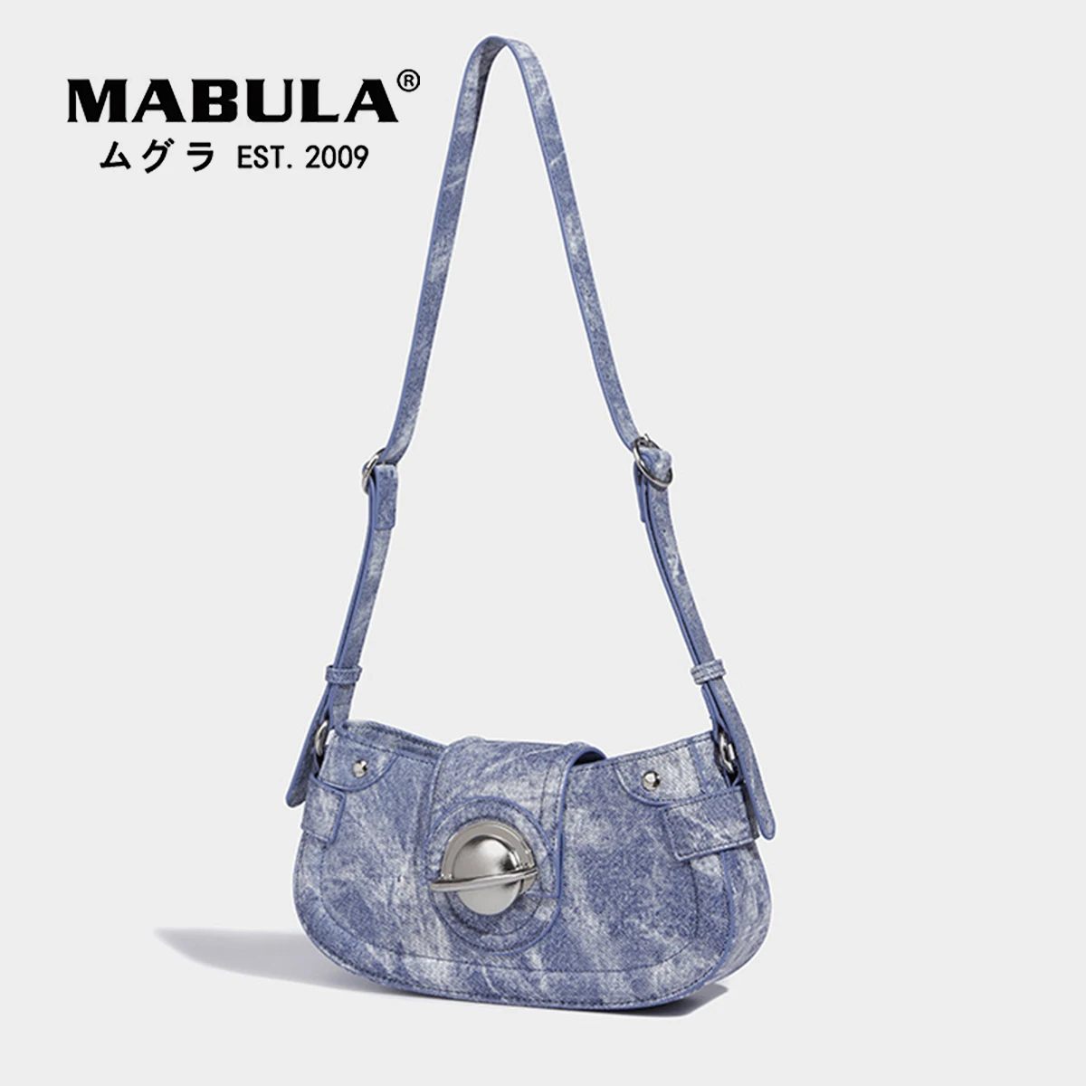 

MABULA Pu Leather Underarm Shoulder Bag for Women Adujustable Strap Half Moon Crossbody Purse Punk Retro Small Clutch Handbag