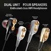 New Hifi Double Moving Coil Headphones 3.5mm AUX With Mic Dynamic In-Ear Music Gaming Sport Earbuds Bass Surround Shocking Sound 2