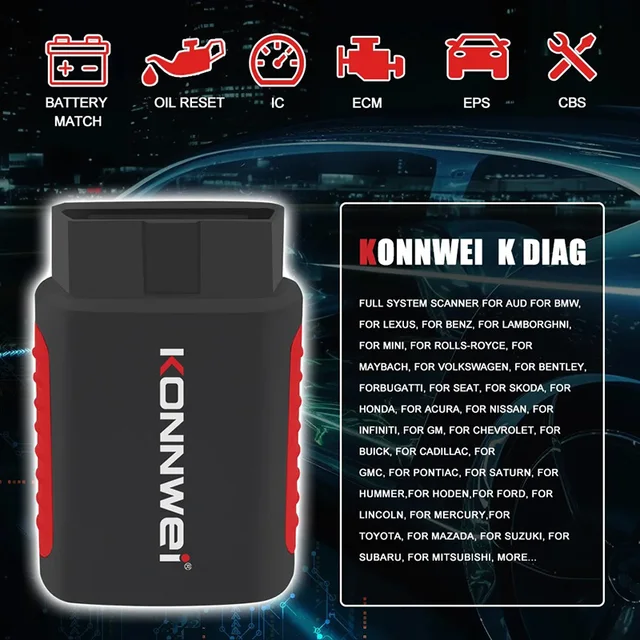2024 KONNWEI KDIAG Full System Auto Scanner Reset SAS EPB Service ECU Programmer OBD OBD2 Car Diagnostic Tool pk Thinkdiag MINI 2