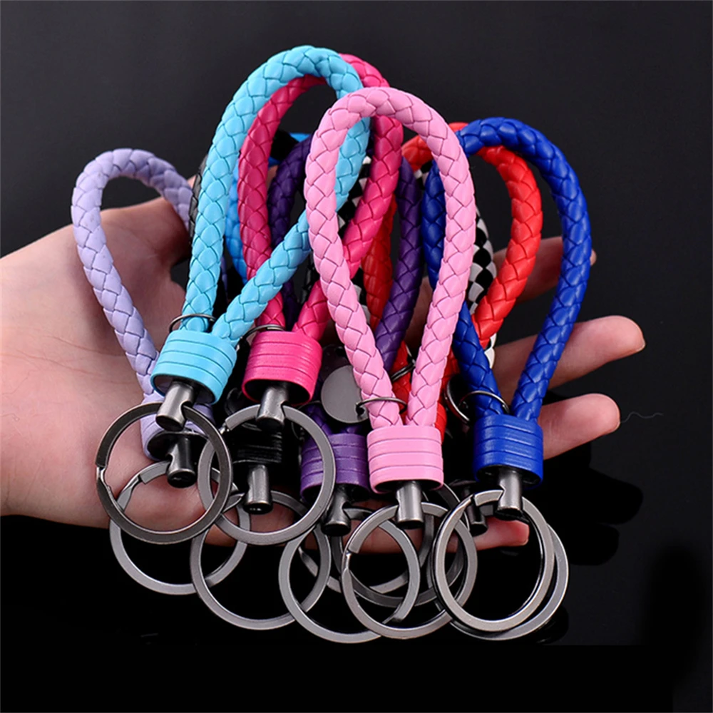 Braided PU Leather Wristlet Keychain Strap - Stylish Accessory