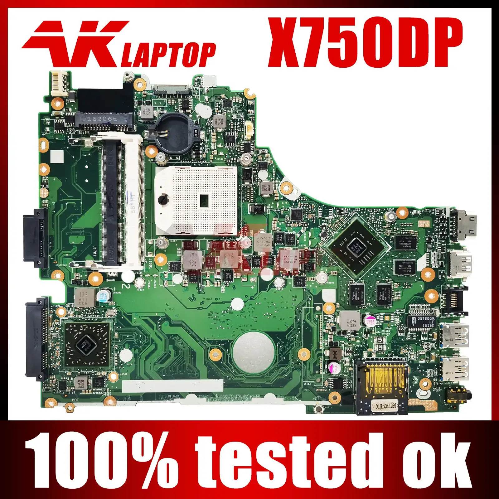 

X750DP Notebook Mainboard LVDS EDP for ASUS X550 K550D X550D K550DP X550DP X750D Laptop Motherboard rev2.0