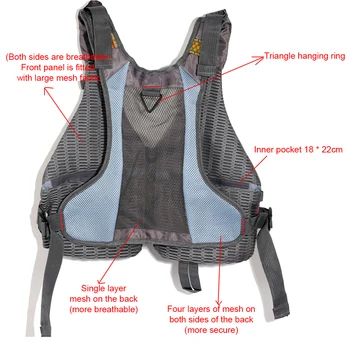 Outdoor Fly Fishing Vests with 10 Pockets Fishing Jackets Breathable Adjustable Size Safety Swimming Clothes Fishing Accessories 3