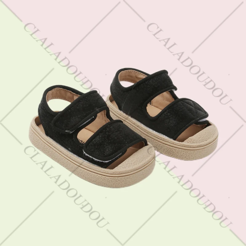 Girl's Summer Soft Closed-Toe Sandals Solid Outdoor Casual Sandals For 0-3years Toddler Boys Baby Beach Sandals 12-16cm kids shoes,kids sandals,baby sandals,sandals and clogs