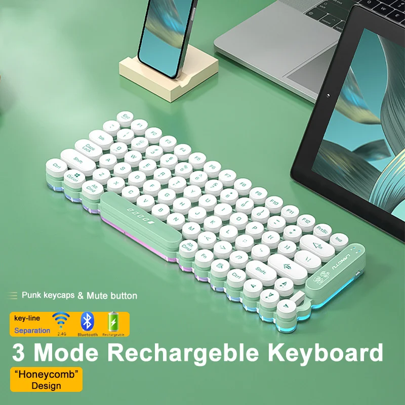 Bluetooth Wireless Keyboard for Tablet iPad phone PC Laptop Wireless 2.4G 3 Modes Keyboard RGB