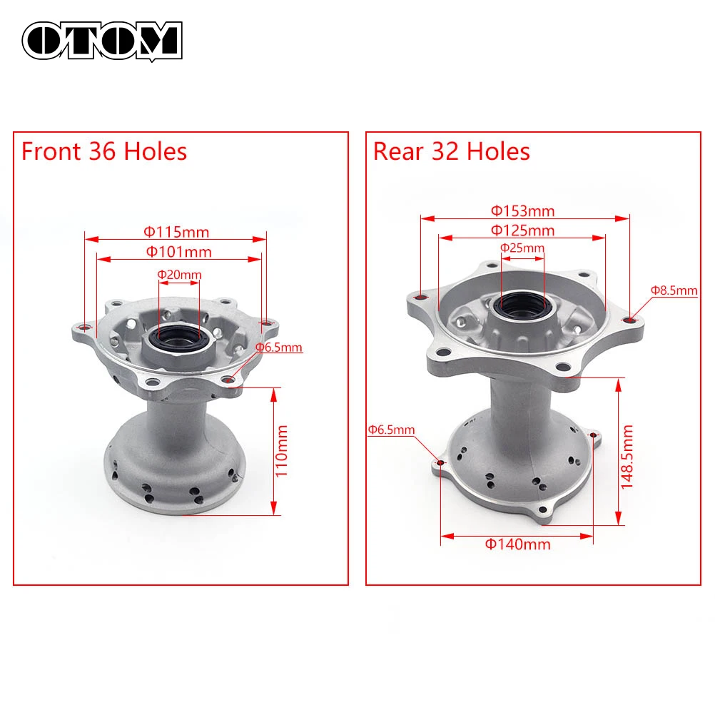 OTOM 2019 Motorcycle 36/32 Holes Wheel Hub Front Rear Spoke Rims