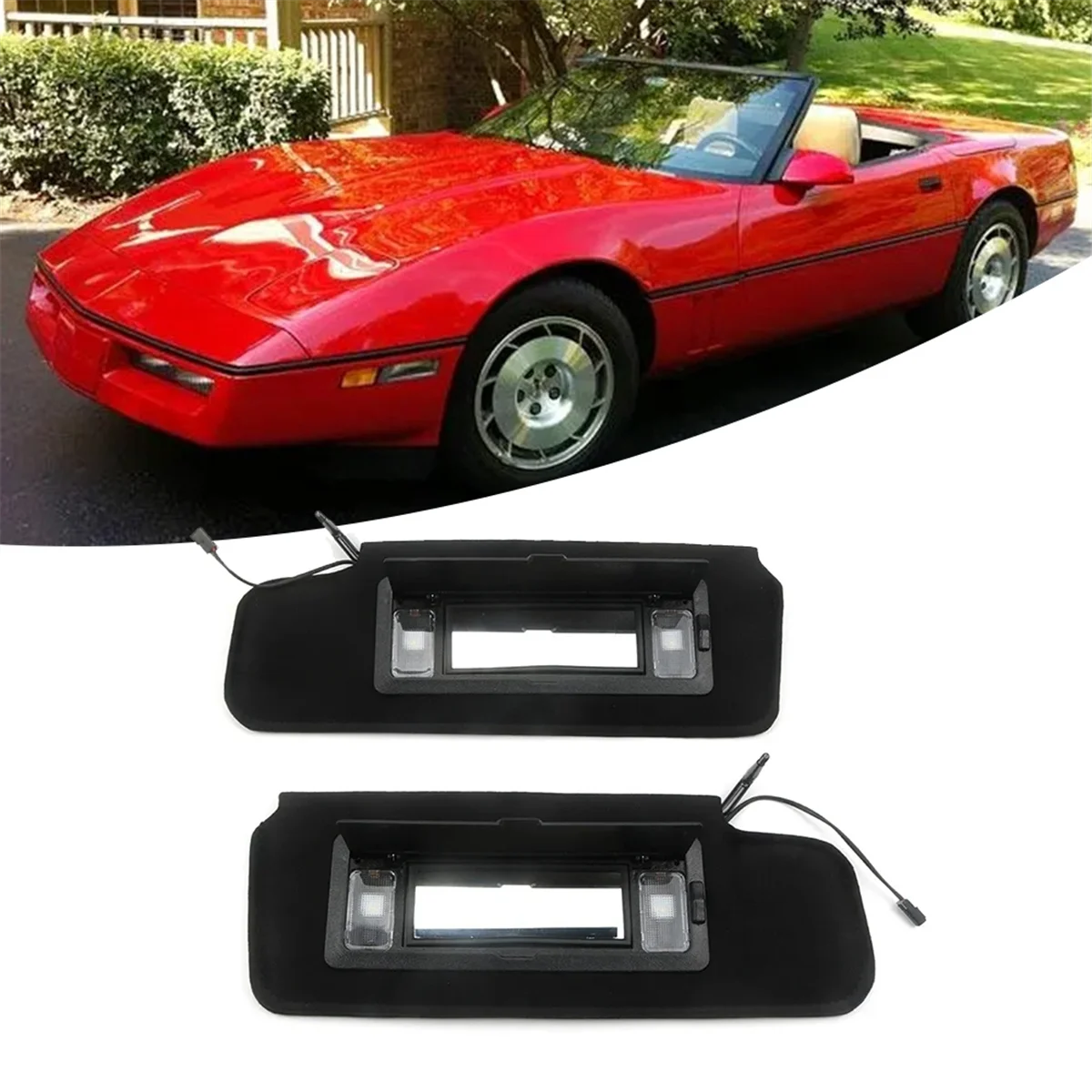 1Pair Car Sun Visors Shades W/LED Light 12459827 14081826 for Chevrolet Corvette C4 1984-1996 Sunvisors Vanity Mirror 5