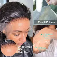 Couleur naturelle vague profonde 40 46 pouces 13x4 13x6 HD Transparent pleine dentelle frontale bouclés brésilien cheveux humains perruques d'eau 200 densité 6