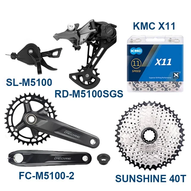 パーツ SHIMANO DEORE M5100 set SHIMANO Deore M5100 11 Speed crankset 32T 34T 36T Groupset Shifter