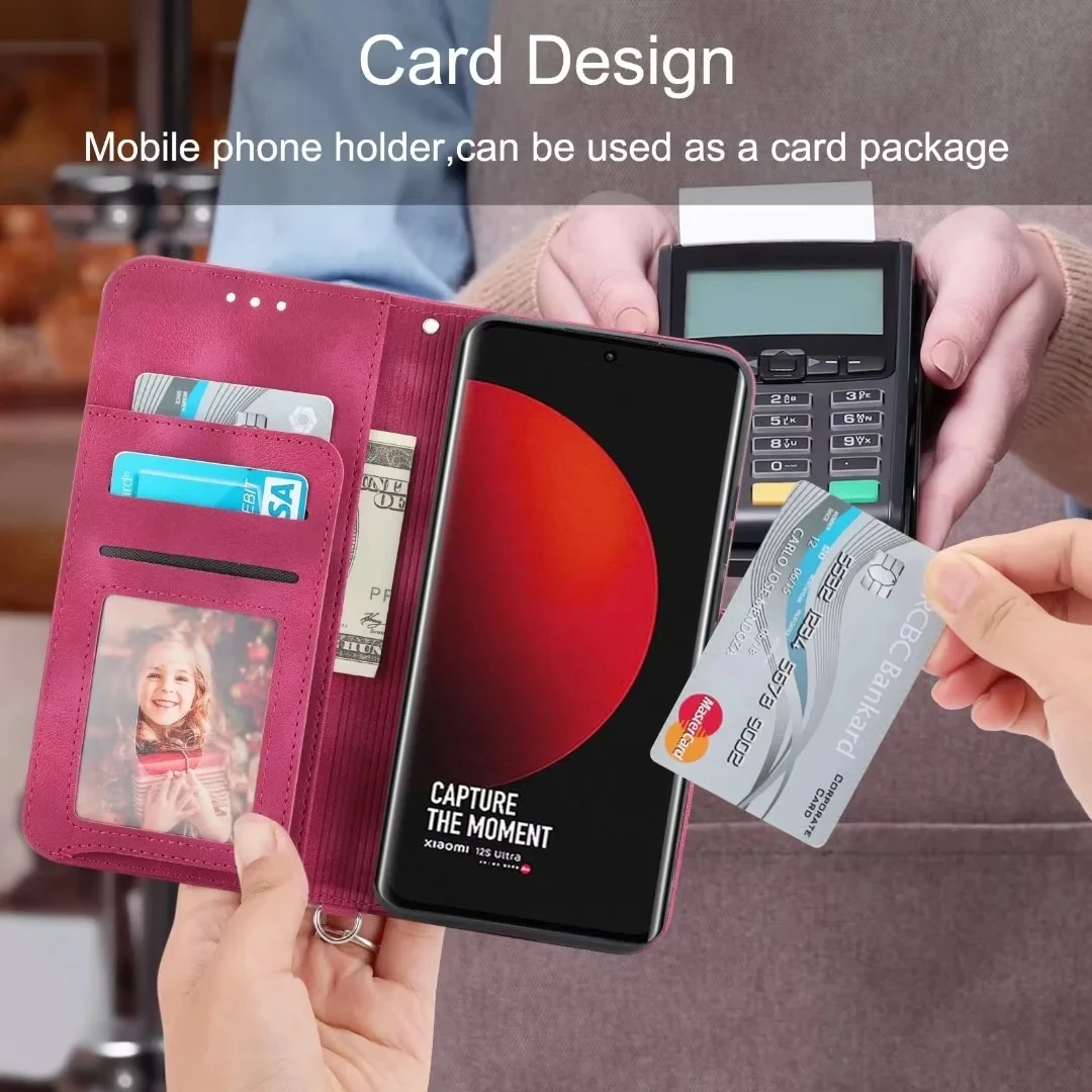 Luxury Leather Flip Wallet Phone Case with Card Holder Compartments
