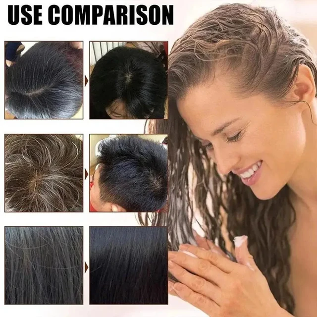 Pure Natural Herbal Hair Dye Shampoo Change Hair Color Cover Gray Hair White Hair Treatment Bubble Plant Hair Dye Hair Care 4