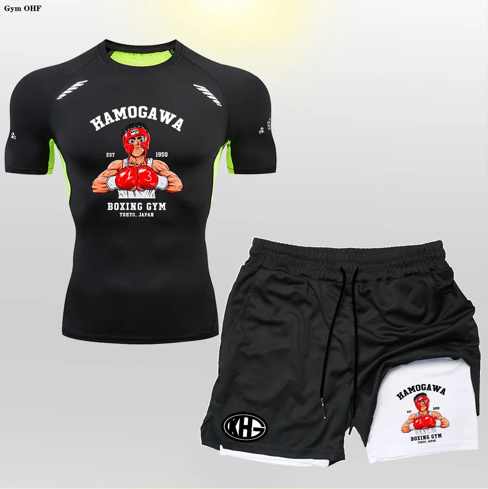 Мужской спортивный костюм с шортами и футболкой, 2 в 1