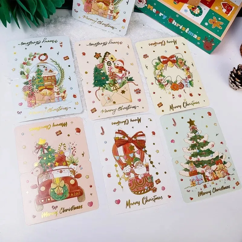 100/1pcs Christmas Greeting Cards 3D Foldable Paper Card Postcard Party Wedding Envelope Decor Creative Christmas Gifts Supplies