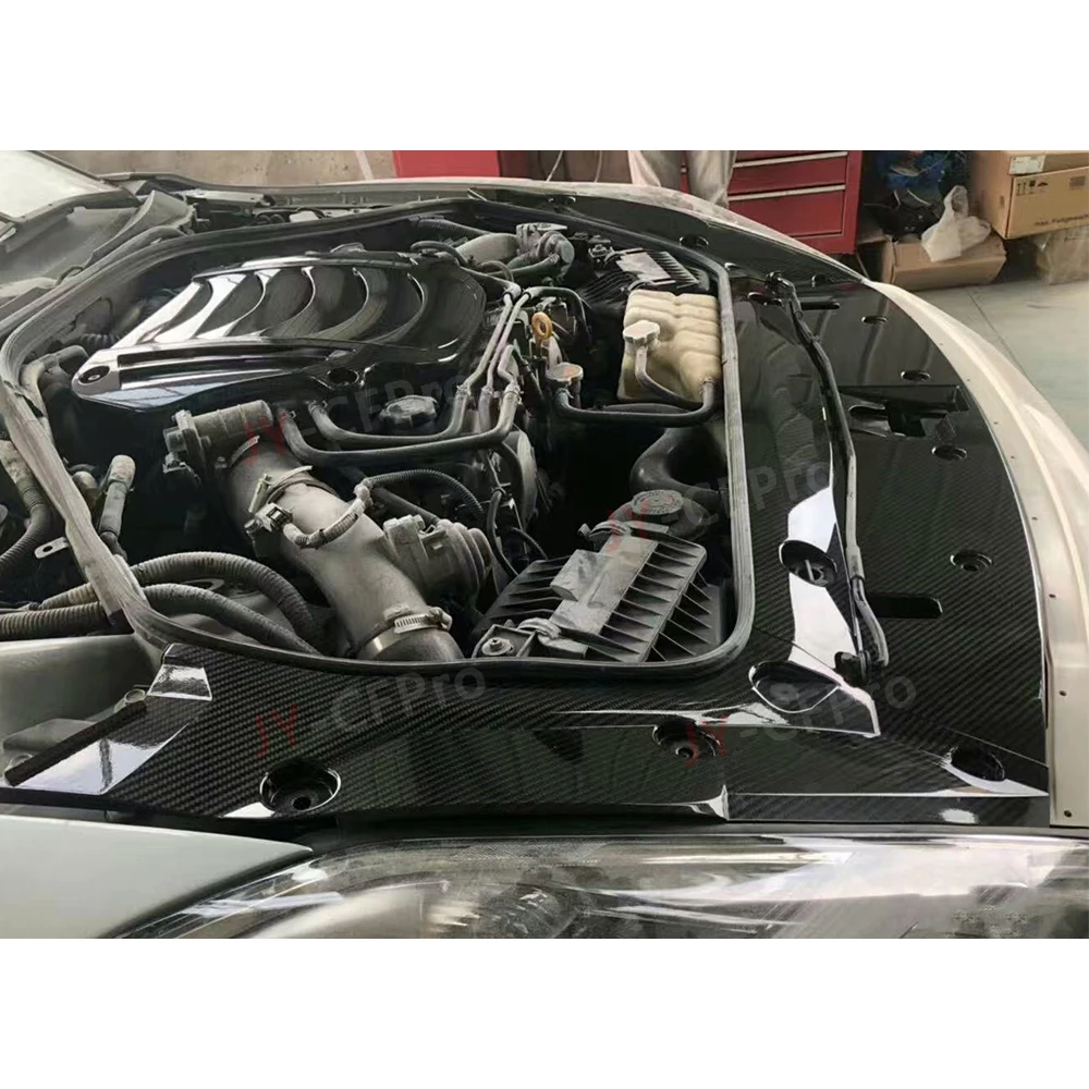 닛산 GTR R35 배터리 커버 2008-2024용 R35 3PCS 리얼 카본 파이버 프론트 범퍼 엔진 냉각 커버 개폐식 패널 커버
