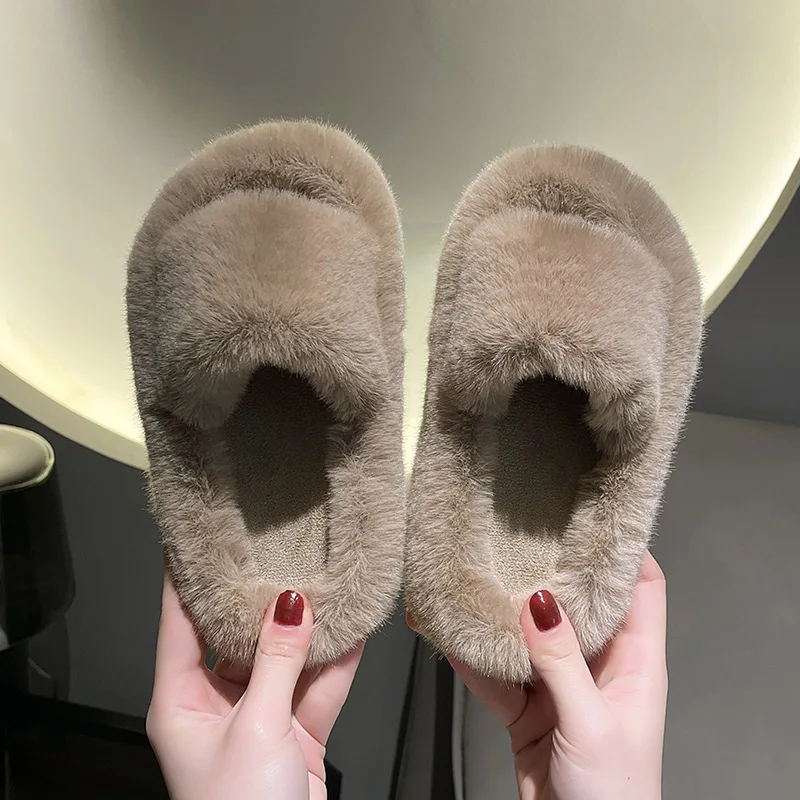 Girls Slippers Open Toe Children Furry Floor Shoes Solid Color Warm Indoor Home Cotton Slippers Soft Sole Anti Slip Kids Shoes 3