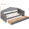 Elegant Twin Size Upholstered Daybed with 2 Drawers and USB Charging Ports, No Box-Spring Needed (Gray) Children's Sofas 3