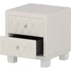 Nightstand with Storage Drawers, Upholstered Velvet Bedside End Table for Small Bedroom, Beige 6