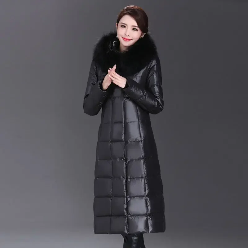Women's Winter Long Jakcet Down Cotton Jacket Women's Long Sleeve Hooded Fur Collar Jacket