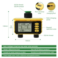 Yieryi 2 Outlets Watering Timer Auto Irrigation Solar Charging Digital Sprinkler Timer Water Valve Controller for Garden Outdoor 6