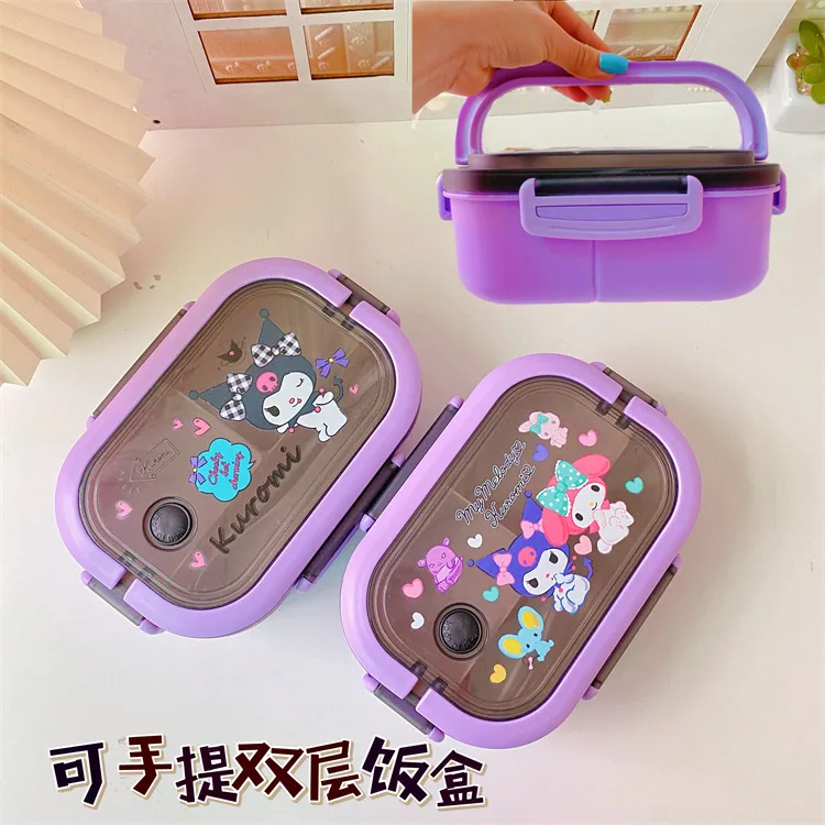 Kawaii Sanrio Lunch Box Hellokitty Mymelody Kuromi Cinnamoroll Portable Compartment Sealed and Fresh-Keeping Bento Box Girl Gift потолочная люстра bento 630 мм e27 360вт