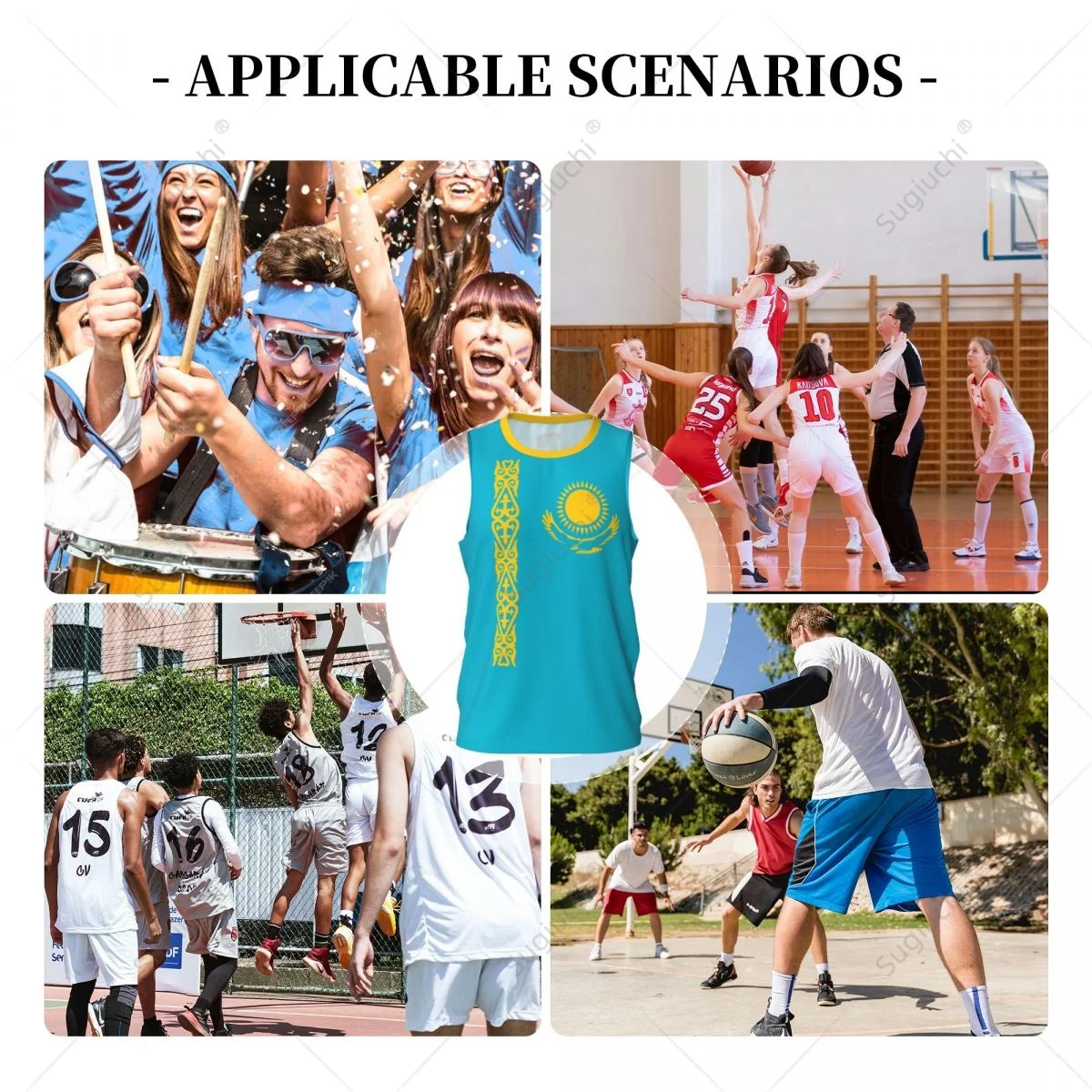 Kazakhstan Flag Men Basketball Sports Running Fitness Multifunction Sleeveless tshirt Exclusive Name Nunber